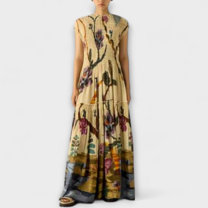 Amanda - Robe maxi avec imprimé plissé