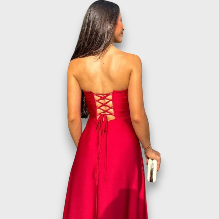 Victoria – Robe de soirée sans épaules avec lacets au dos