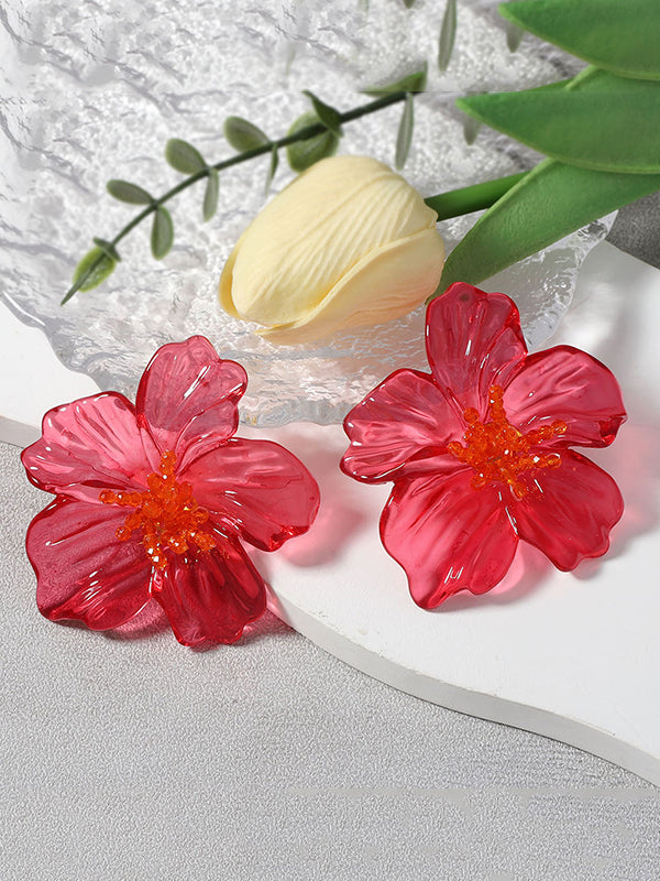 Accessoires de boucles d'oreilles légèrement transparentes en forme de fleur