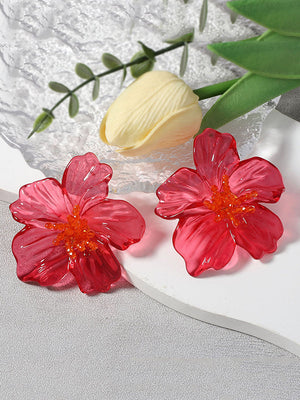 Accessoires de boucles d'oreilles légèrement transparentes en forme de fleur