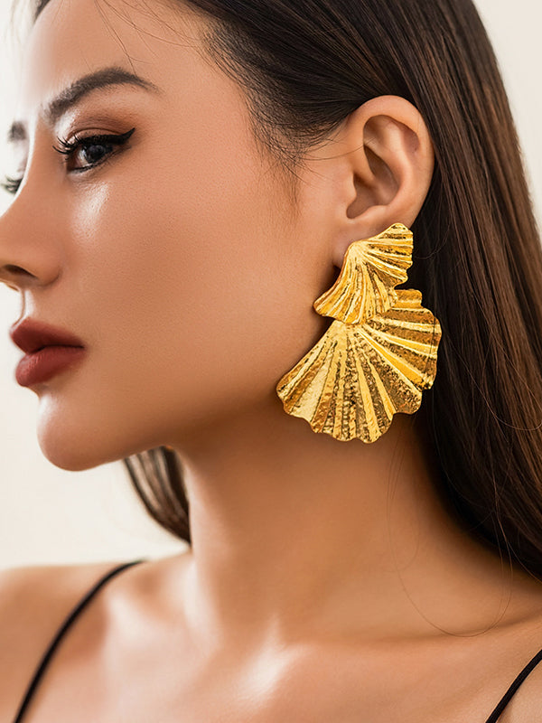 Boucles d'oreilles pendantes géométriques en forme de feuilles, couleur unie