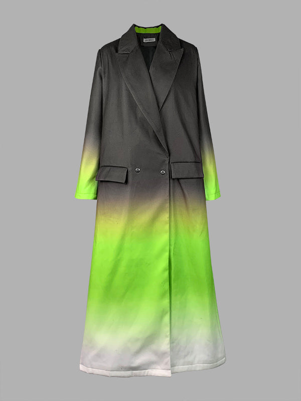 Veste ample boutonnée à manches longues, en dégradé, à poches, à empiècements, à col cranté