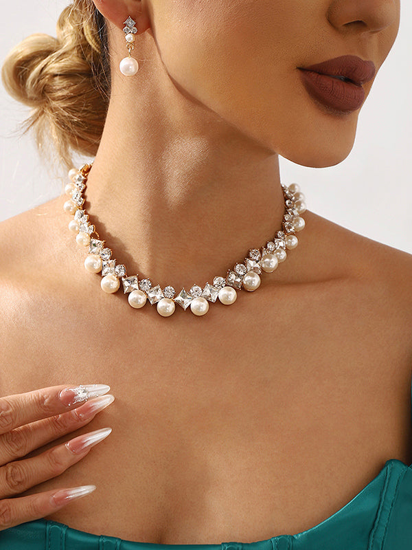 Parure collier et boucles d'oreilles géométrique