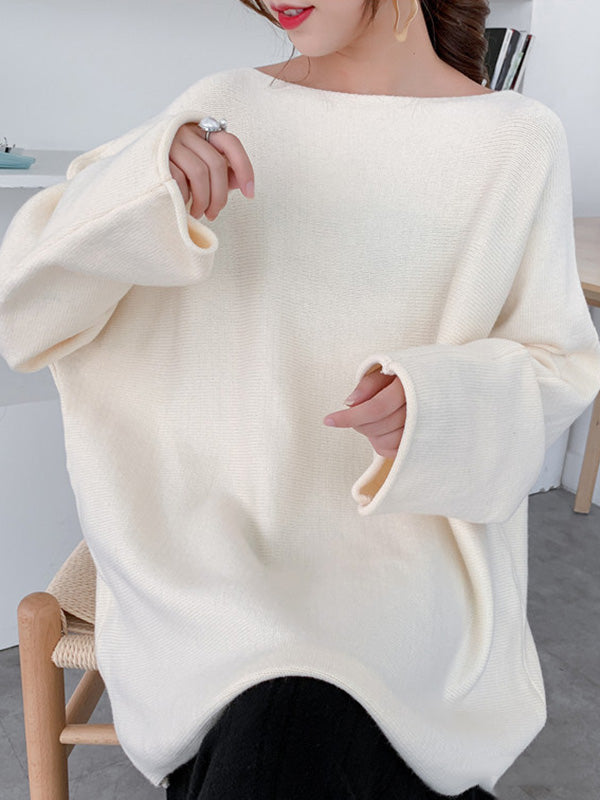 Pull simple à col rond, couleur unie