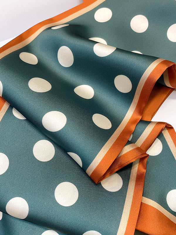 Bandeau pour cheveux et écharpe en soie imprimés à pois vintage
