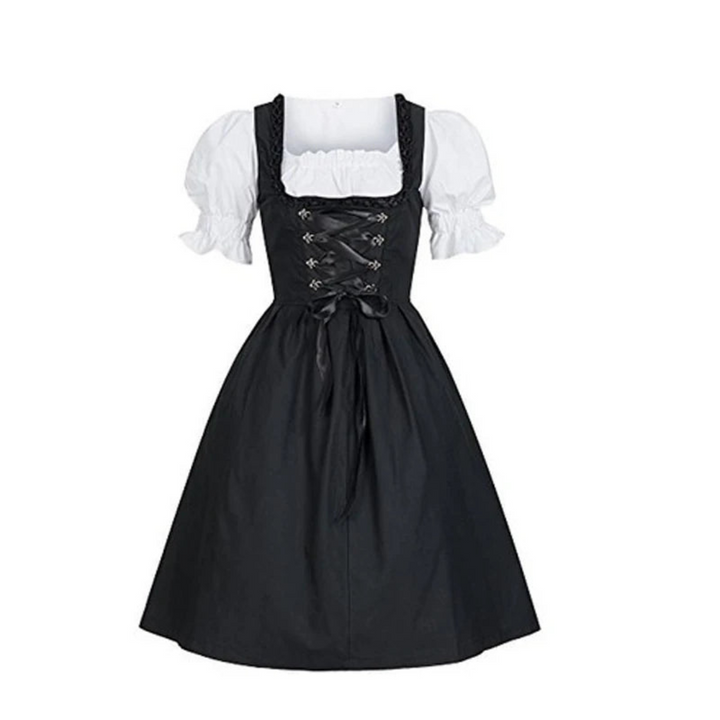 Robe Dirndl Noir Oktoberfest pour Femmes