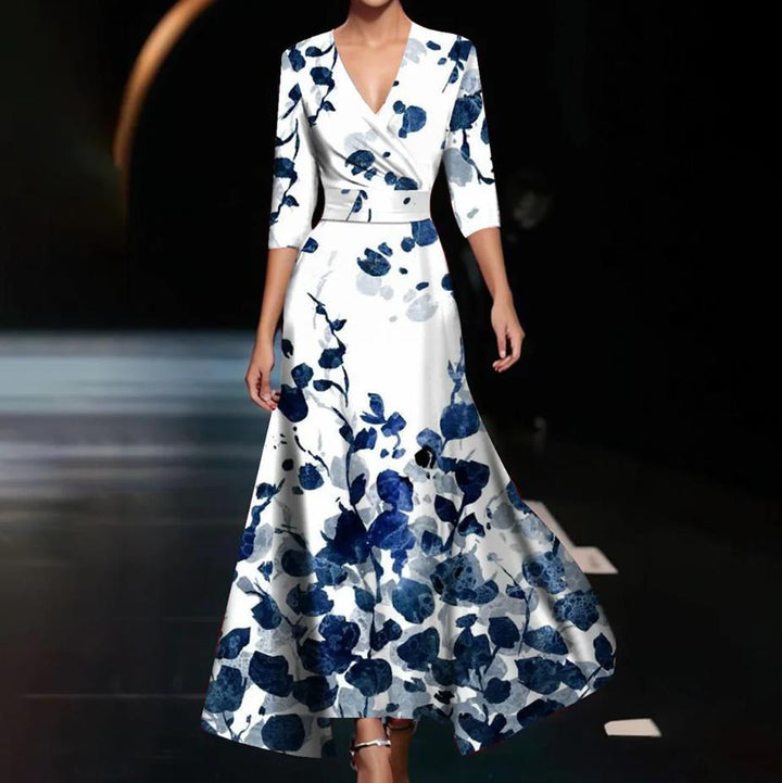 Vivian - Robe maxi imprimée avec décolleté en V