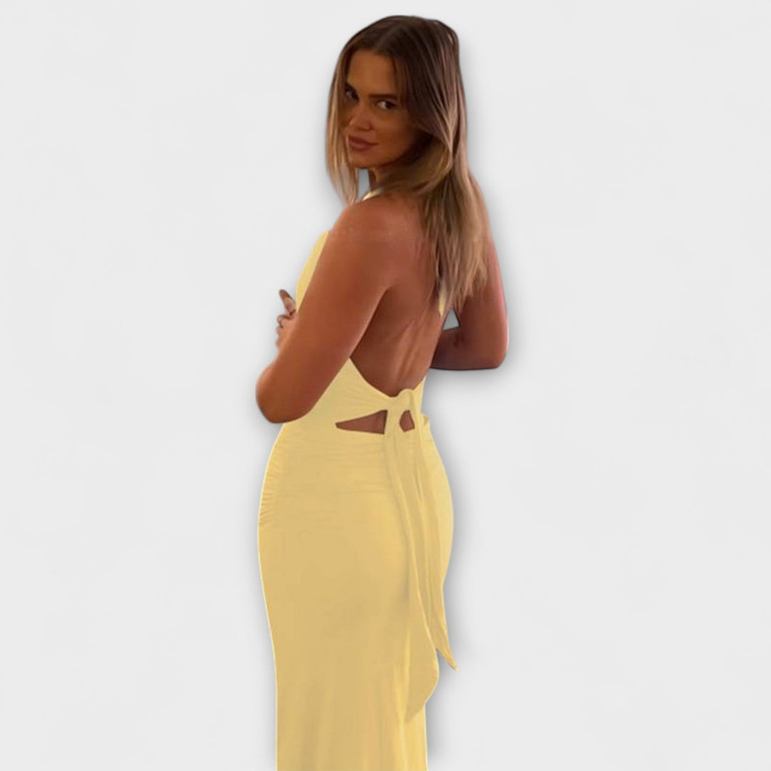 Robe de soirée élégante dos nu avec design à halter