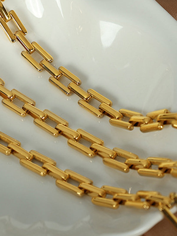 Parure bracelet et collier géométrique à chaîne