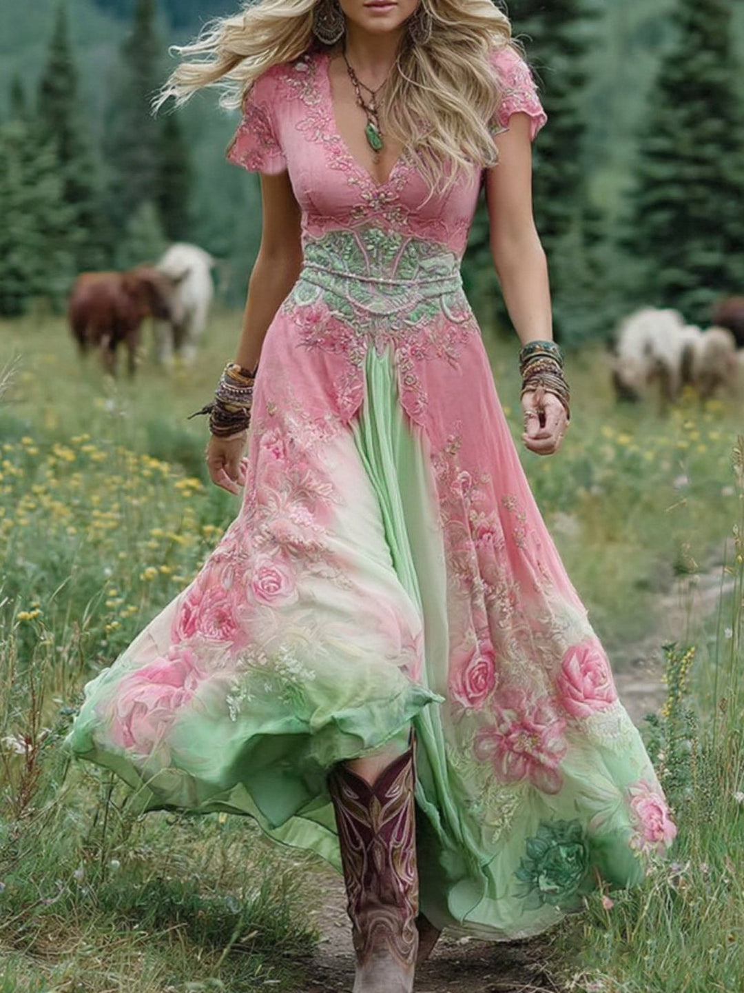 Anna | Robe maxi femme colorée, élégante et à la mode