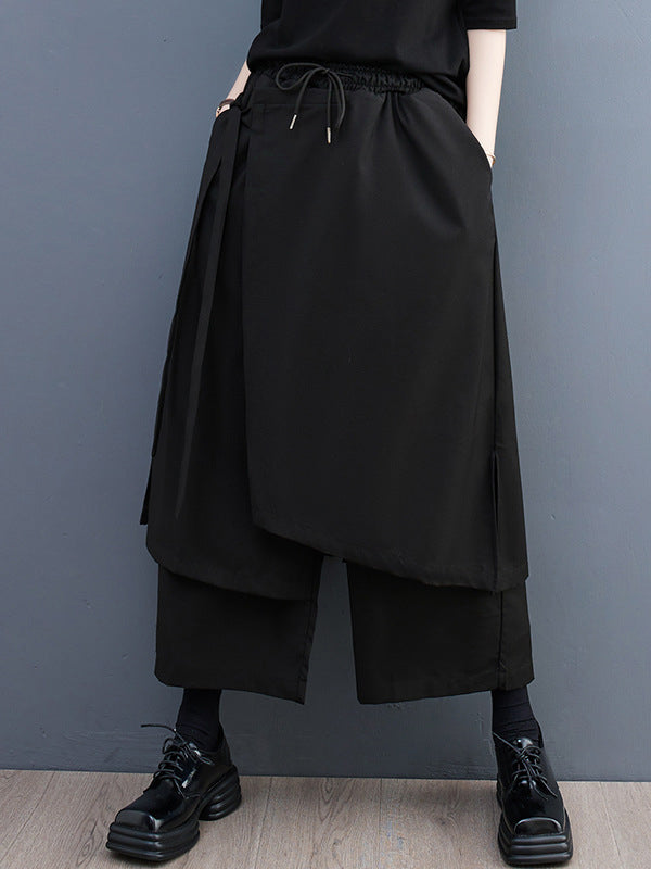 Pantalon ample à jambes larges, cordon de serrage, couleur unie, bas, culotte