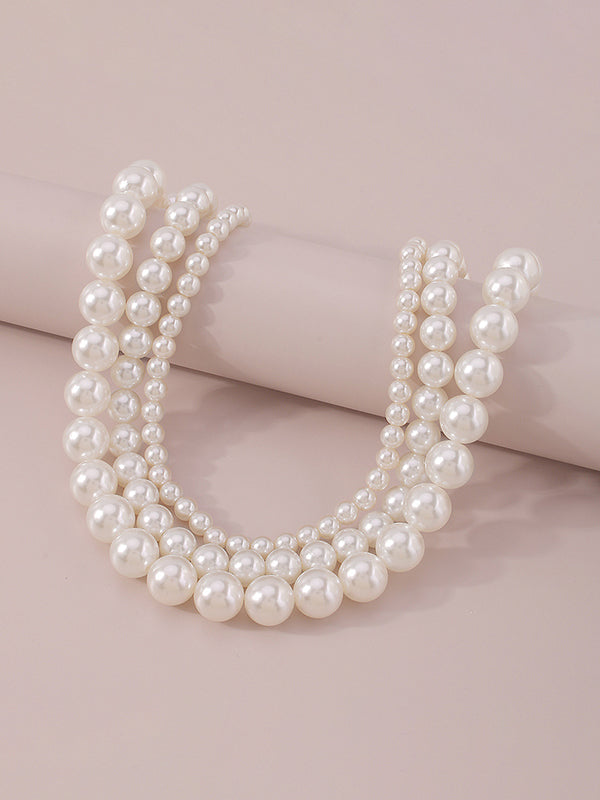 Colliers trois pièces en perles d'imitation, accessoires, collier délicat