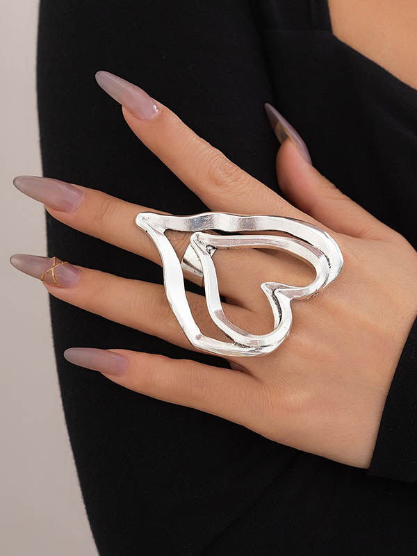 Bague en forme de cœur, couleur unie