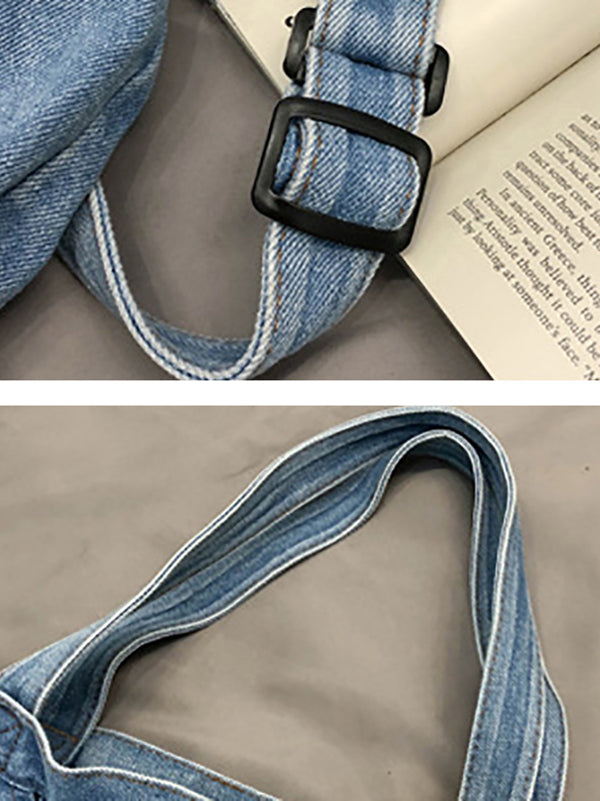 Sac décontracté en jean, à empiècements, couleur unie