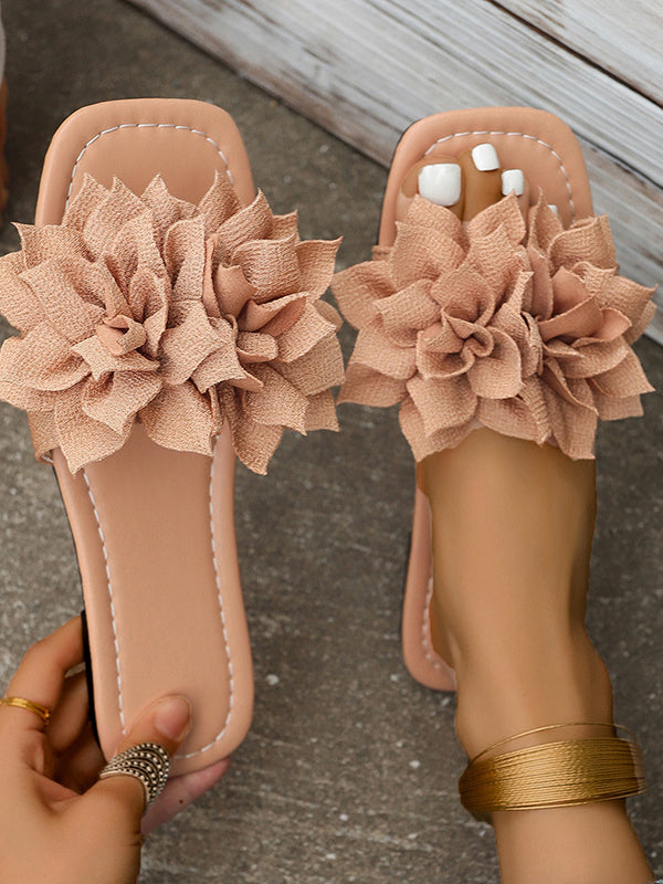 Mules en forme de fleur, à bout ouvert, à empiècements