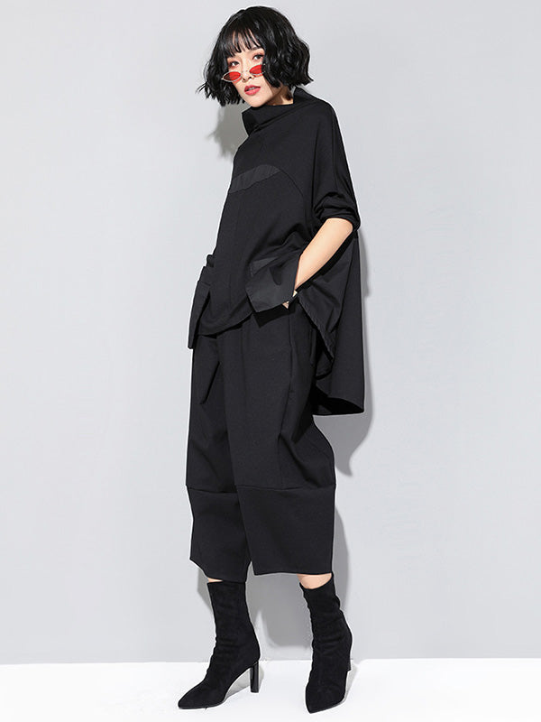 Bas de pantalon trois-quarts décontractés, jambes larges et amples, couleur unie