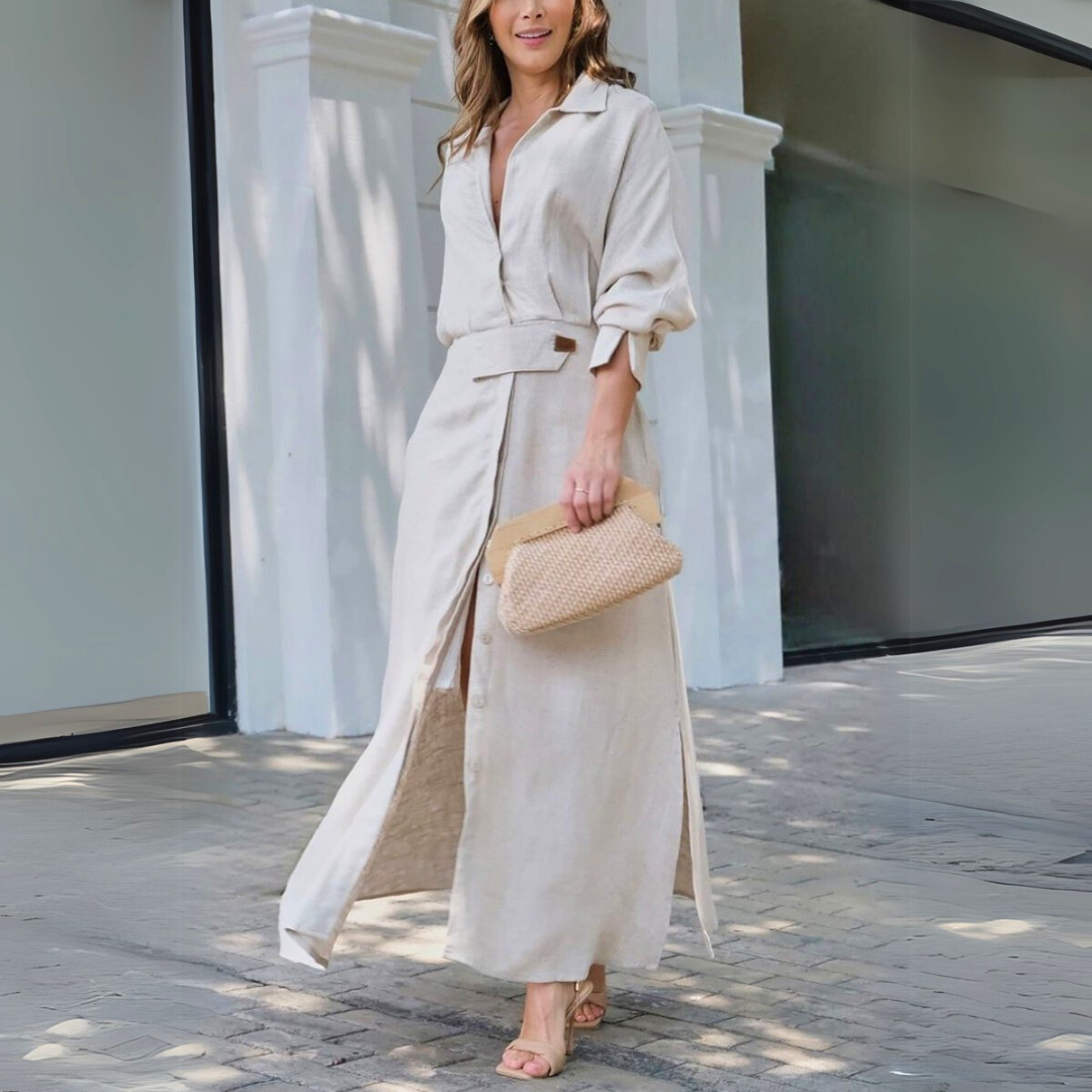 Patricia | Robe Maxi Élégante à Boutons pour Femmes