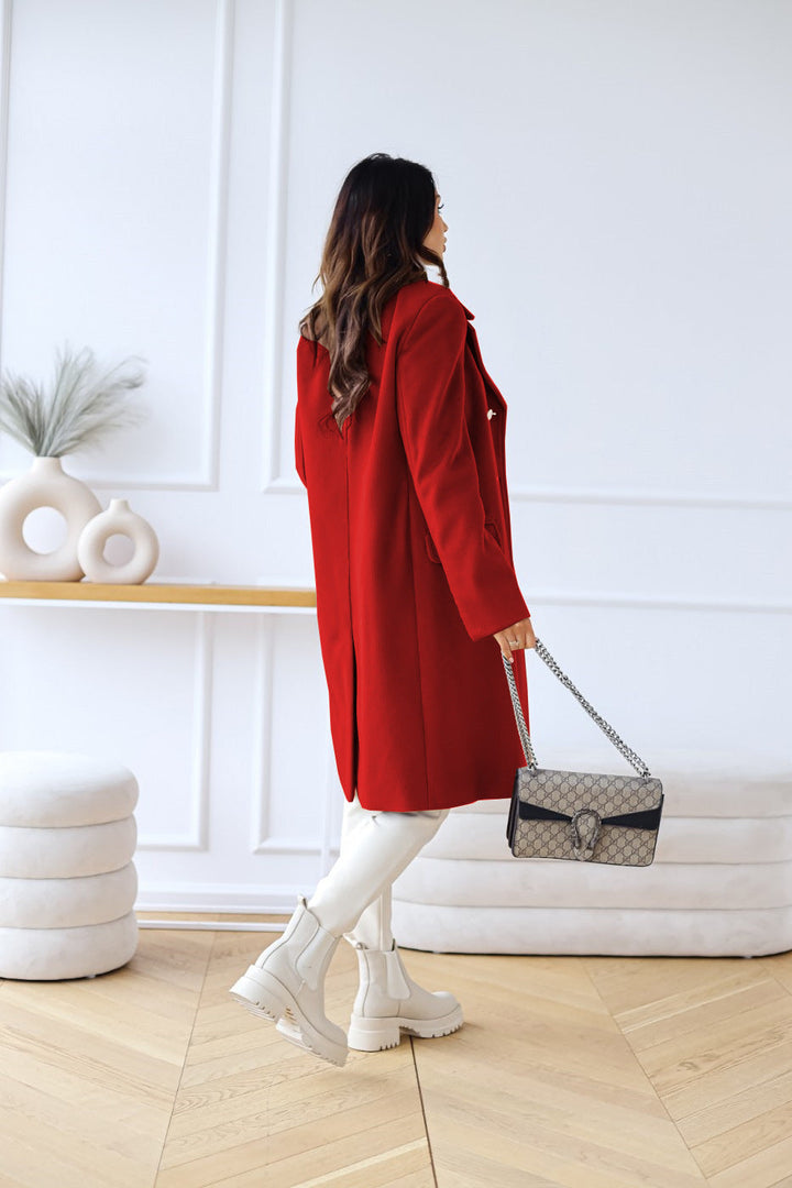 Manteau en laine à double rangée pour femmes