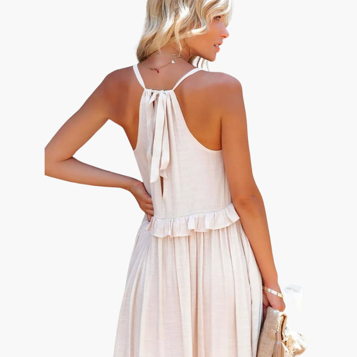Robe maxi à volants - Robe à volants pour femmes, élégante et légère
