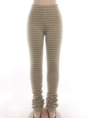 Pantalon rayé taille haute, coupe slim, à empiècements