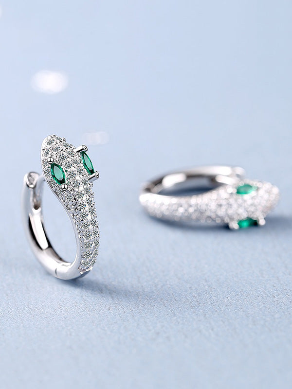Boucles d'oreilles à strass, en forme de serpent