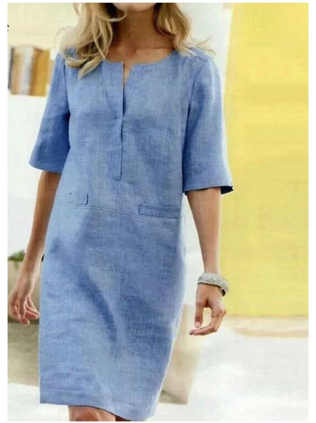 Jolina - Robe mini en lin à manches courtes
