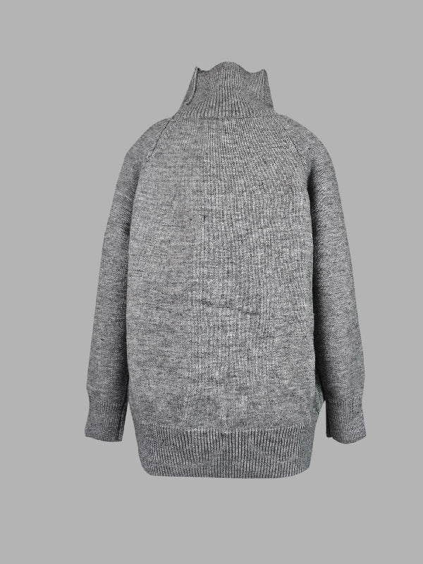 Pull décontracté ample à manches longues, à col haut, couleur unie