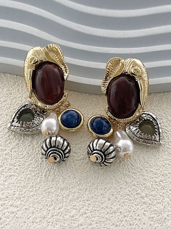 Boucles d'oreilles brillantes à coupe irrégulière, en forme d'animal, en forme de cœur