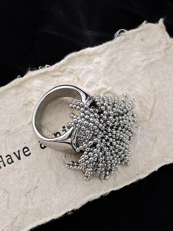 Bague géométrique à pompons