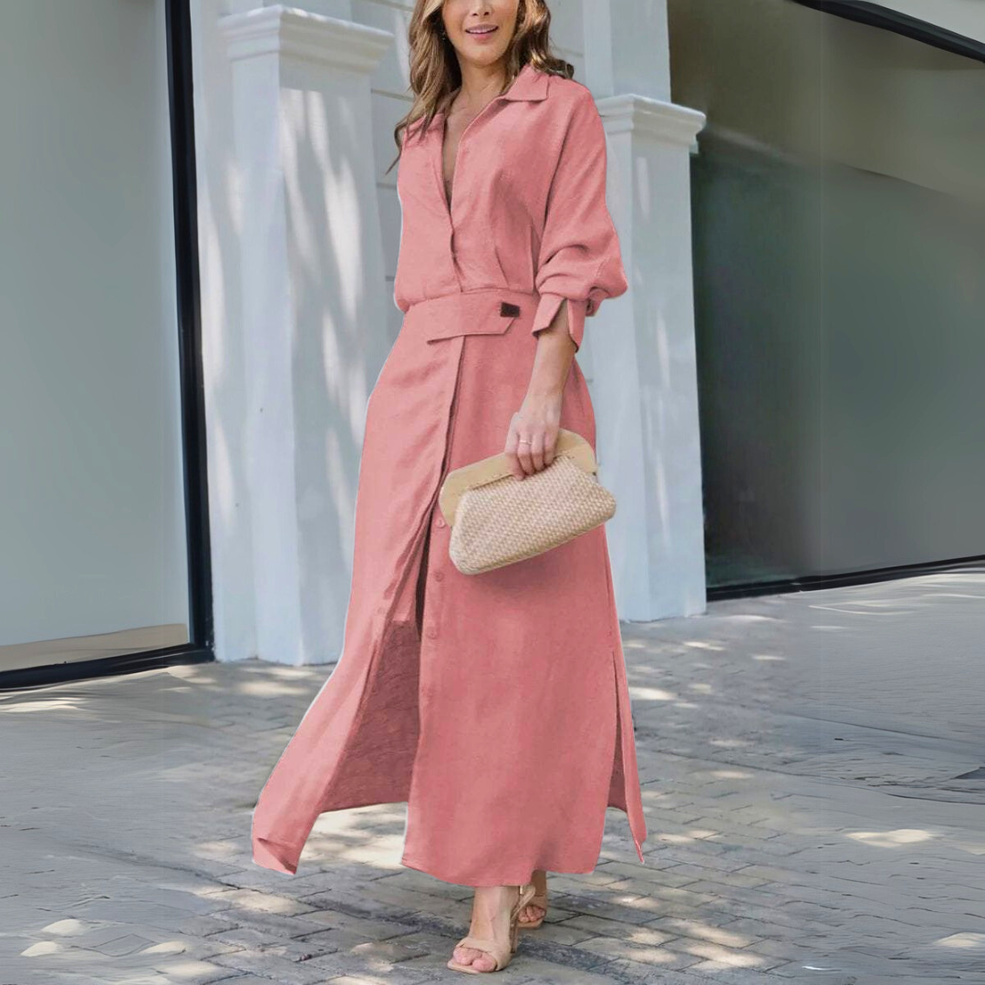 Patricia | Robe Maxi Élégante à Boutons pour Femmes