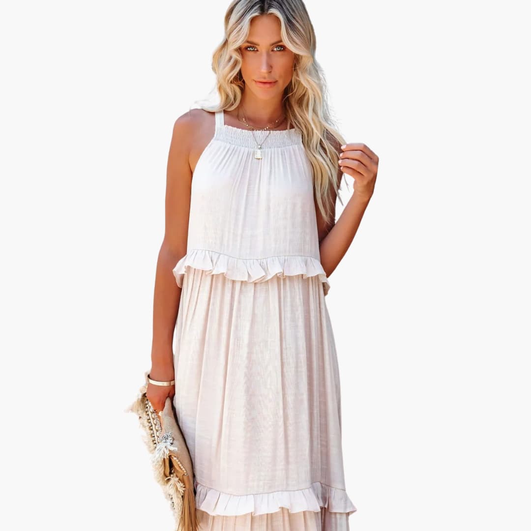 Robe maxi à volants - Robe à volants pour femmes, élégante et légère
