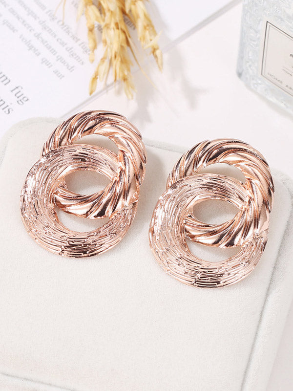 Boucles d'oreilles pendantes géométriques ajourées couleur unie