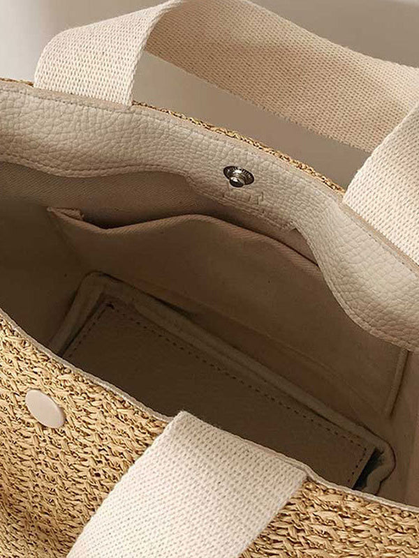 Sac à main tressé à empiècements
