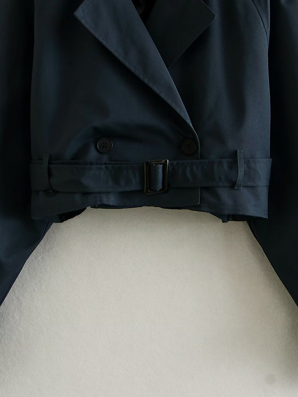 Veste ample à manches longues, à empiècements, à col revers
