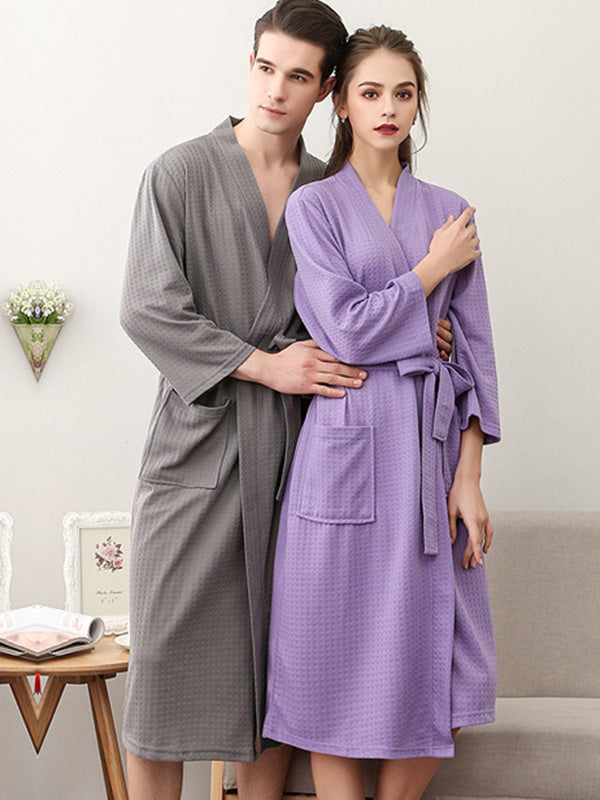 Robe de pyjama fine à bandage solide et confortable
