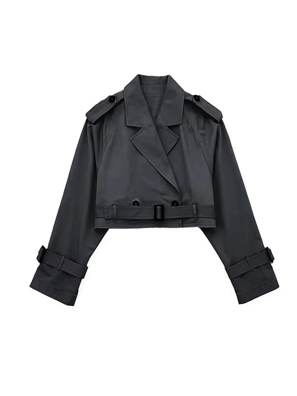 Veste ample à manches longues, à empiècements, à col revers