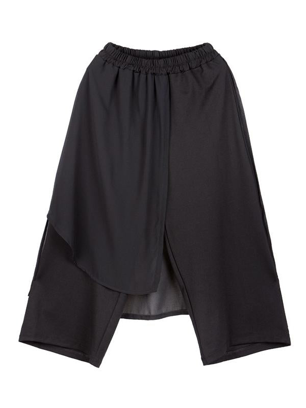 Pantalon large asymétrique en mousseline à fentes fendues