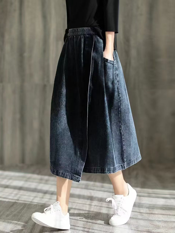 Jupe ample asymétrique à taille élastique, à empiècements