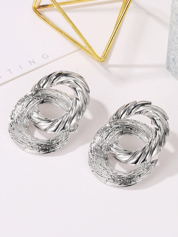 Boucles d'oreilles pendantes géométriques ajourées couleur unie