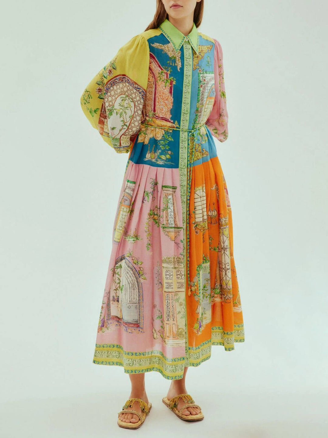 Robe Midi Cartes Postales Été