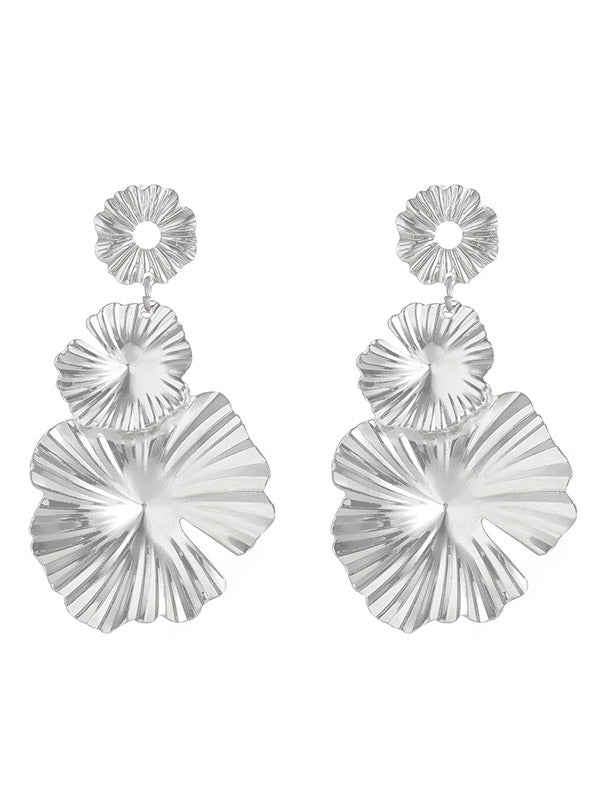 Boucles d'oreilles pendantes en forme de fleur, couleur unie