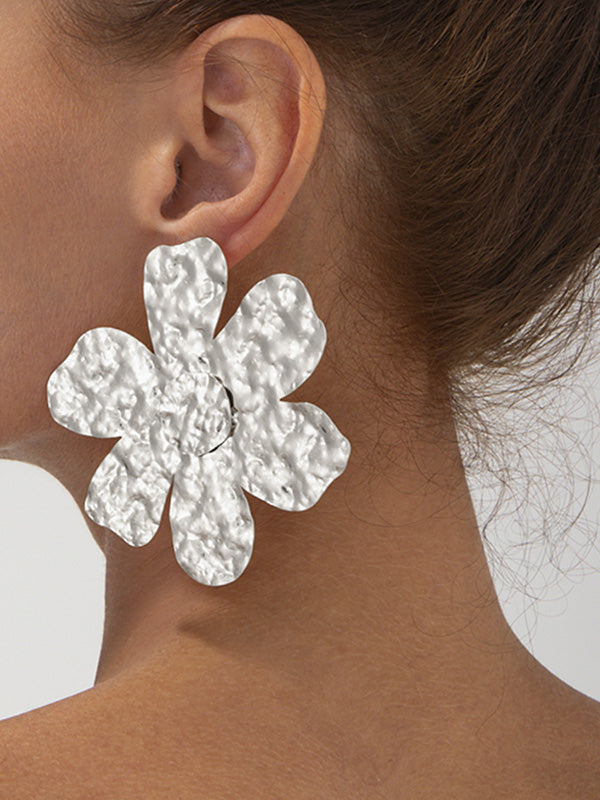 Boucles d'oreilles à coupe irrégulière, en forme de fleur