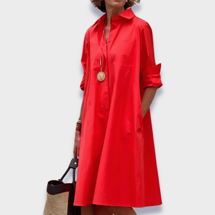 Celeste | Robe Midi à Col Polo