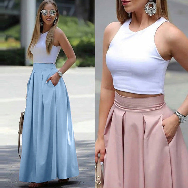 Marre | Jupe Plissée Taille Haute pour Femmes | Maxi