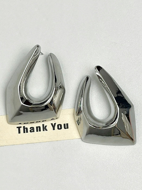 Boucles d'oreilles pendantes géométriques ajourées normcore