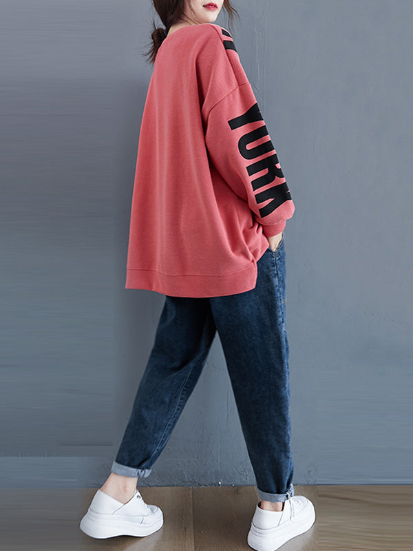 Sweat-shirt élégant à col rond et lettres imprimées