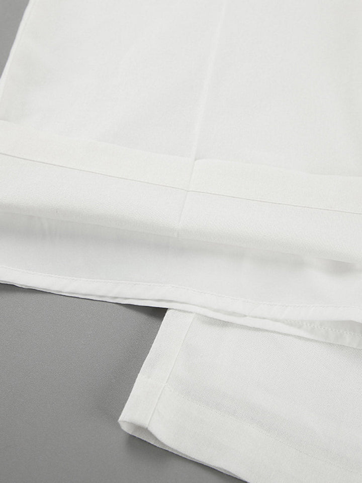 Pantalon plissé à taille élastique, taille haute, à empiècements, couleur unie