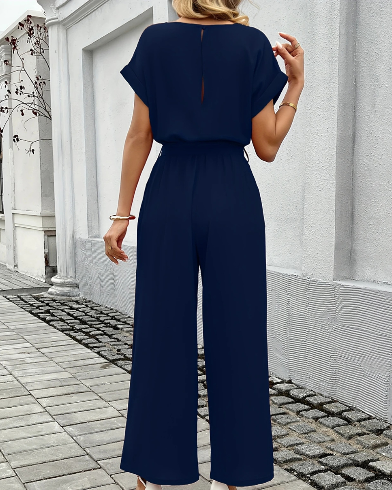 Combinaison Femme Avec Ceinture & Jambes Amples | Manches Courtes