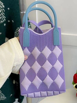 Sac à main à motif pied-de-poule, à empiècements