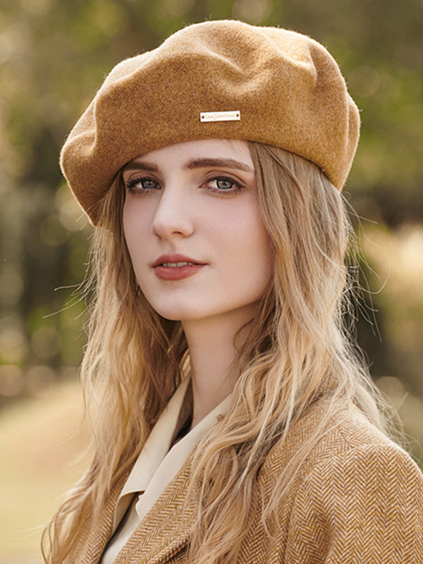 Béret rétro artistique, couleur unie